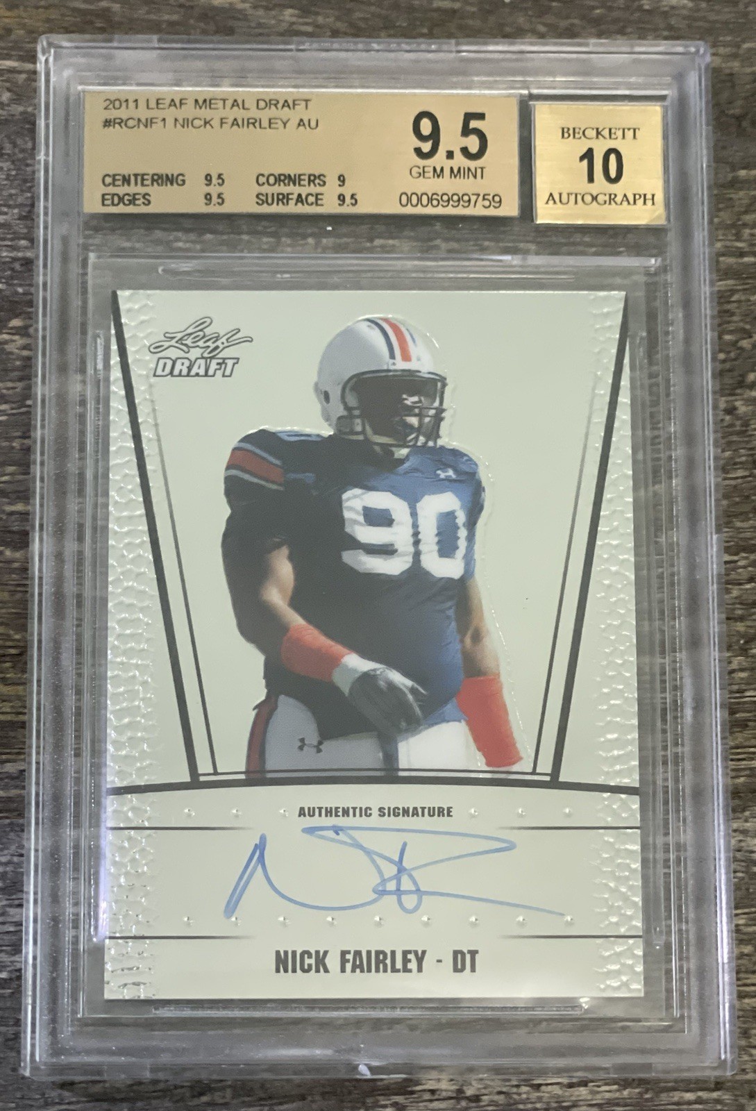 Nick Fairley Leaf Metal Draft Test Proof #RCNF1 Brushed Metal