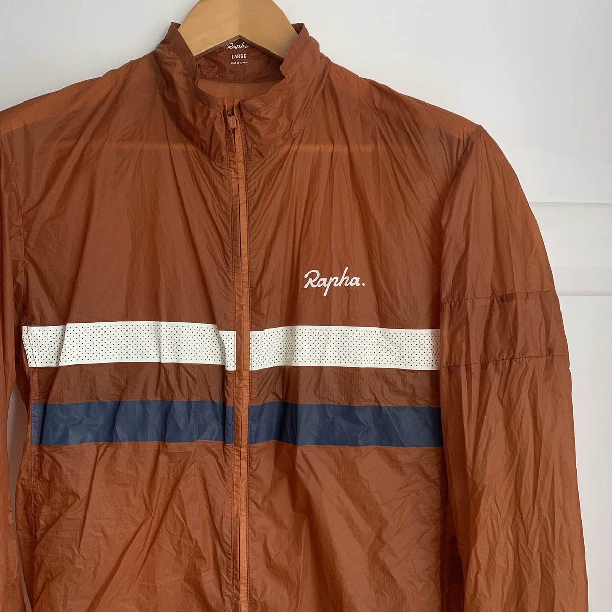 Rapha Brevet Flyweight Wind Jacket Mens Large Burnt Orange Reflective Windproof 