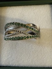 Size 8 Sterling Silver Ring With Forest Green CZ s