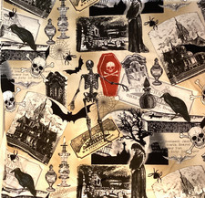 Halloween Fabric Spooky Wicked Collage Cotton Timeless Treasures C8636 By Yard