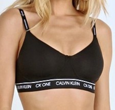 CALVIN KLEIN CK One Cotton Black White Lightly Lined Bralette Bra Womens Sz M L