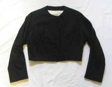 VINTAGE 1950S  BLACK WOOL WAIST LENGTH SUIT JACKET  SZ 36  MEDIUM