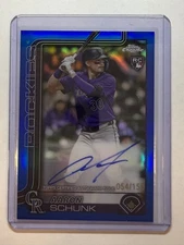 2025 Topps Chrome Aaron Schunk Rookie Auto RC True Blue Refractor /150 Rockies
