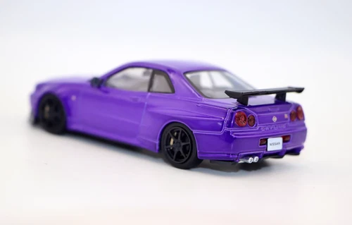 1/43 Alu Diecast Auto Modell Nissan GT-R R34 Sportwagen lila - Bild 8 von 10