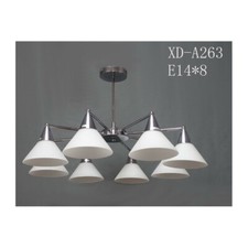 Lampadario moderno led a sospensione 8 bracci coppe vetro lampada luce  e27 