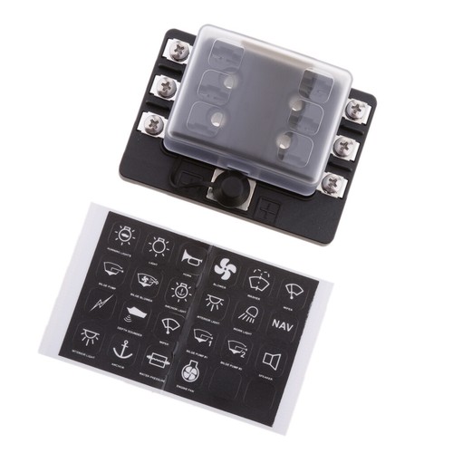 6 Weg Mini Micro Klinge Sicherungskasten Block Halter Panel mit LED Anzeige
