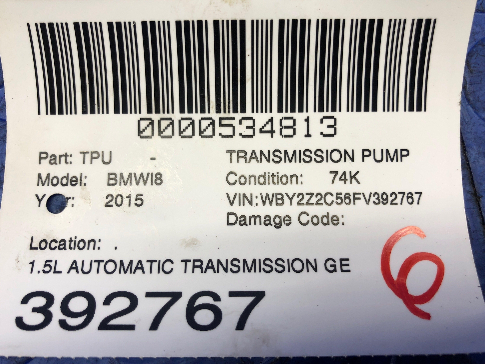 2014-2019 BMW I8 OEM 1.5L AUTOMATIC TRANSMISSION GEARBOX FLUID PUMP 8606065
