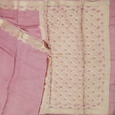 Namaste Vintage Pink Sarees 100 Pure Silk Woven Indian Sari 5YD Craft Fabric