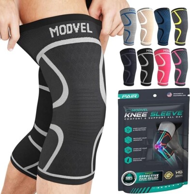KNEE BRACE 2 Pack Modvel Workout Compression Sleeve, Unisex Small, choose color