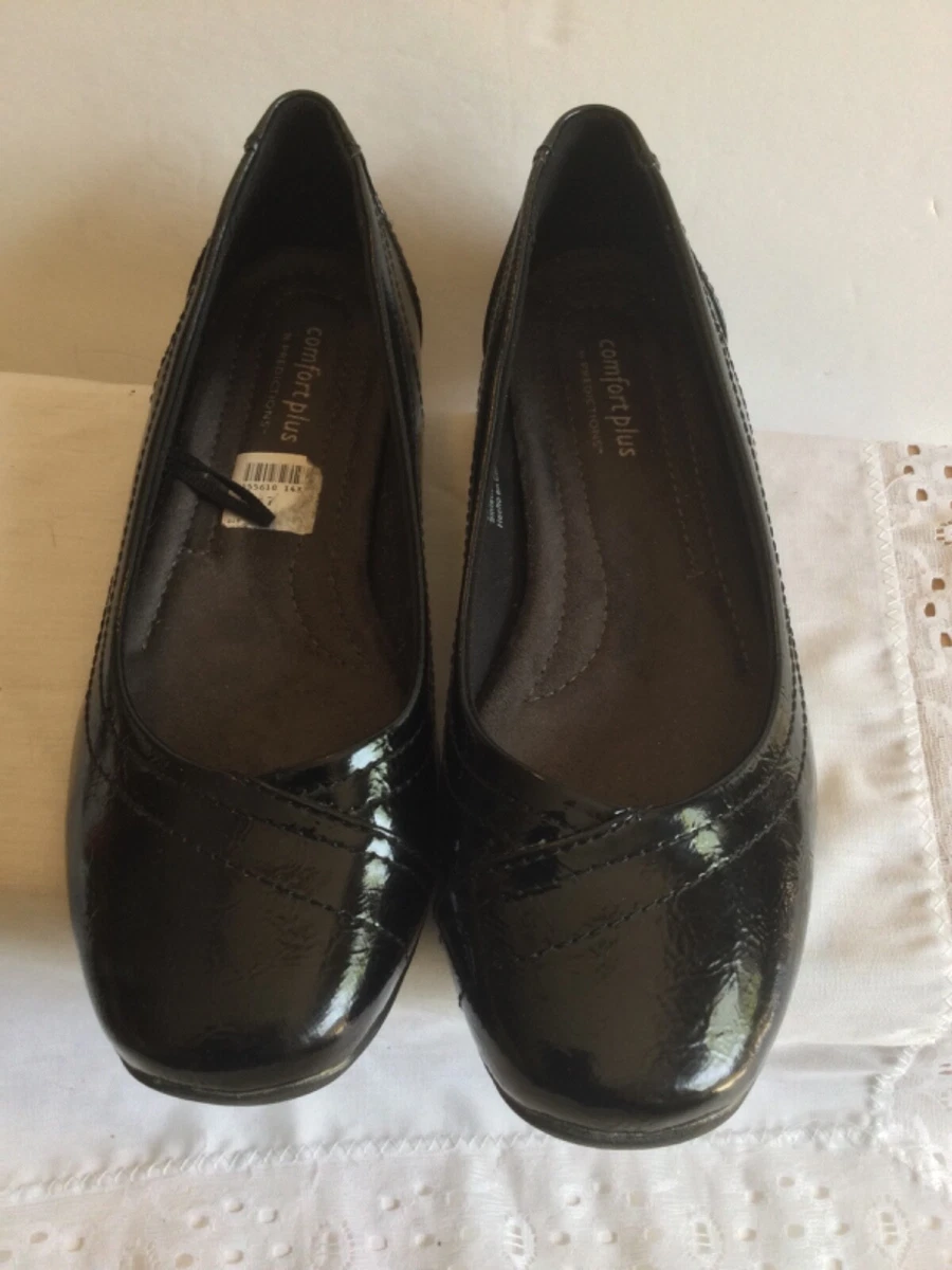 Comfort Plus Women Flat Shoes Color Black Size 7 W Slip On Synthetic