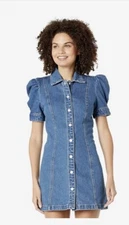 Blanknyc Walk In The Park Blue Denim Snap Shirt Mini Dress Size Large New