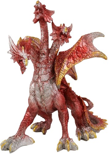 Ebros Red Fire Three Headed Dragon Hydra Roaring Statue 8" Tall Figurine Decor - 第 2/5 張圖片