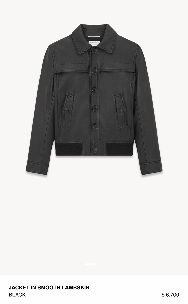 Saint Laurent giacca di pelle nera uomo taglia 50 $7.000