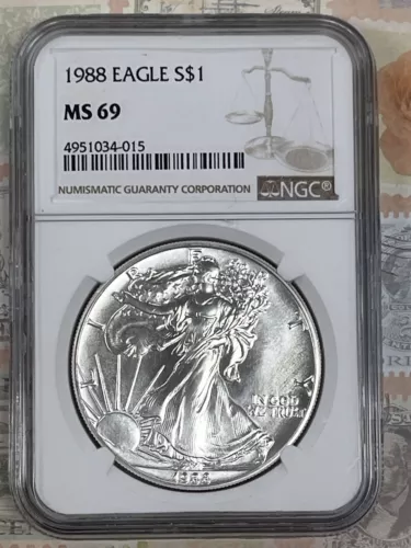 1988 American Silver Eagle NGC MS69 Brown Label