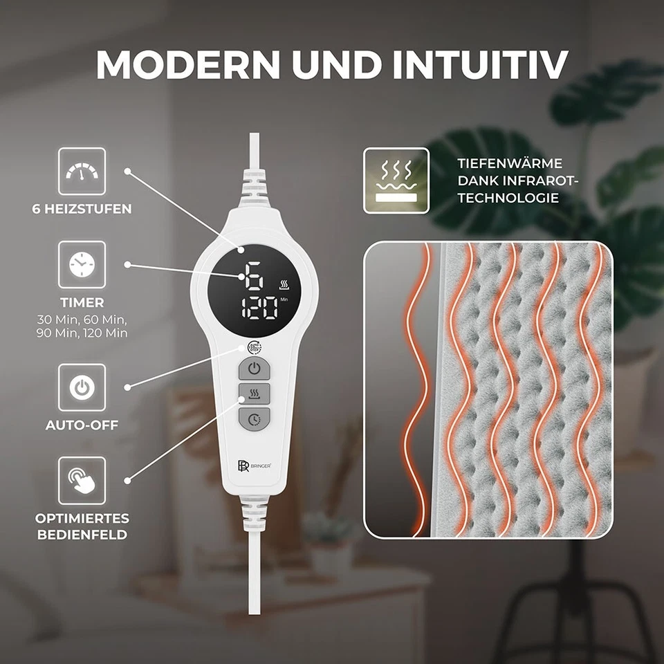 Heizkissen Wärmekissen Elektrisch Infrarot für Schultern Rücken Nacken Bringer - Bild 4 von 4