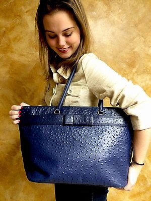 Kate spade bolso de viaje de cuero de avestruz cartera de cuero Set Harmony  & Azul Marino | eBay