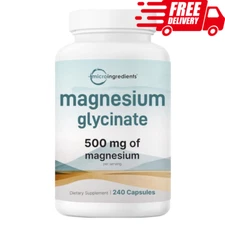 Magnesium Glycinate 500mg, High Absorption, Healthy Muscle, Mood, Bones Support