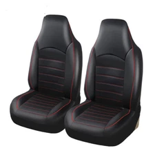 2 Front Seat Covers Cushion Protector High Back Bucket Black Leather Accessory