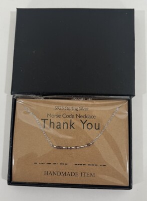 ''Thank You  Morse Code Necklace S925 Sterling Silver Pendant Necklace for Women