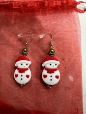 Christmas Holiday Snowman pierced Earrings