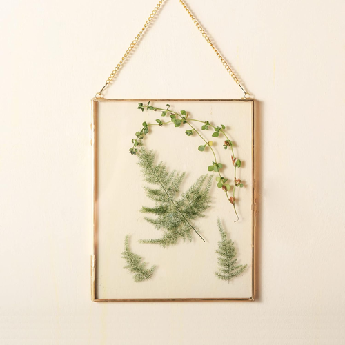 Brass Hanging Picture Frame,8X10 Double Glass Frame for Pressed Flowers, Clear D - Picture 7 of 12