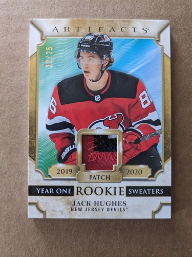 2020 21 UD Artifacts Year One Rookie Sweaters Patch Jack Hughes RS JH 02 25 EBay