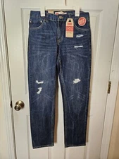 Levi's 502 Jeans Boys 16 R 28X28 Blue Denim Distressed Slightly Tapered Leg
