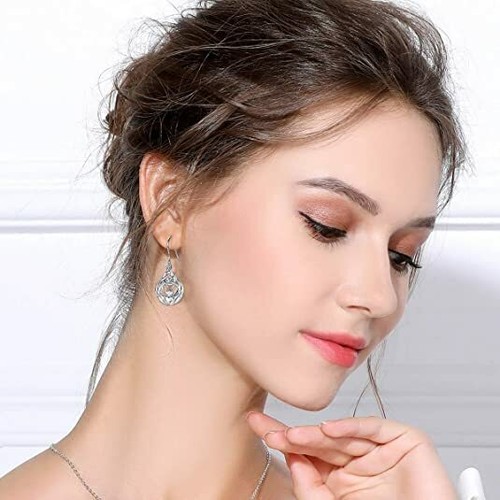 Orecchini a goccia riempiti argento 925 moda donna matrimonio regalo gioielli una coppia - Foto 5 di 6