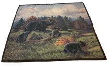 Shower Curtain Cabin Bear Wildlife Lodge Forest Fabric Modern Rustic 70" x 72”