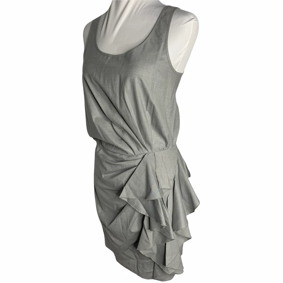 Mini Vestido Vintage Y2K Cynthia Steffe Sin Mangas Para Mujer 4 Gris Lana Drapeado Foto 4 de 4