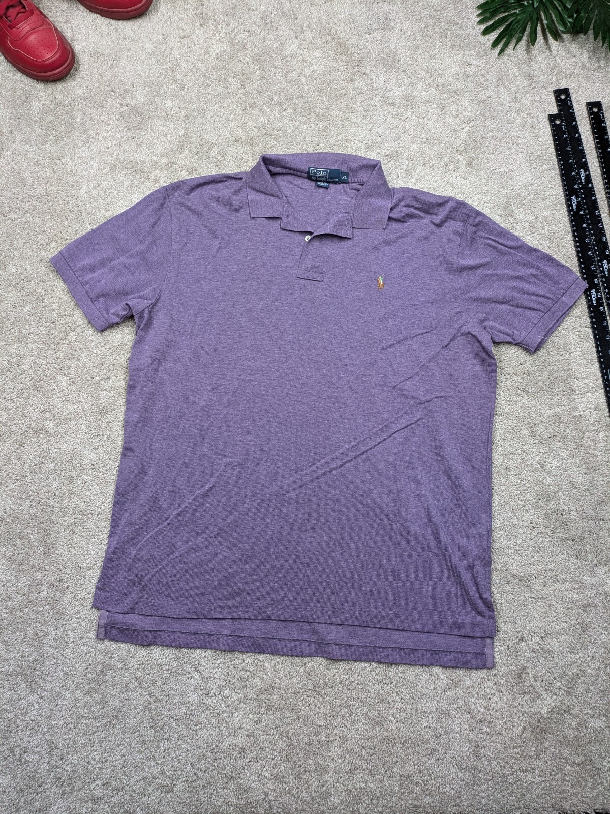 Polo Ralph Lauren camicia uomo extra large maglia piqué cotone viola dettagli pony
