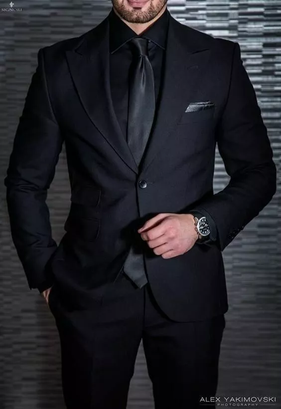 All black top groom suit