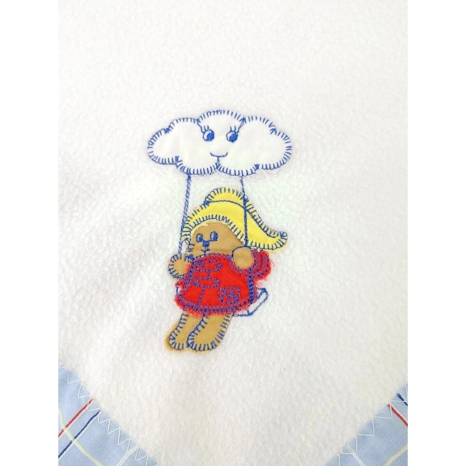 Manta bebé Paddington Bear 1980 blanca Quiltex Eden Union hecha en EE. UU. DE COLECCIÓN Foto 2 de 4