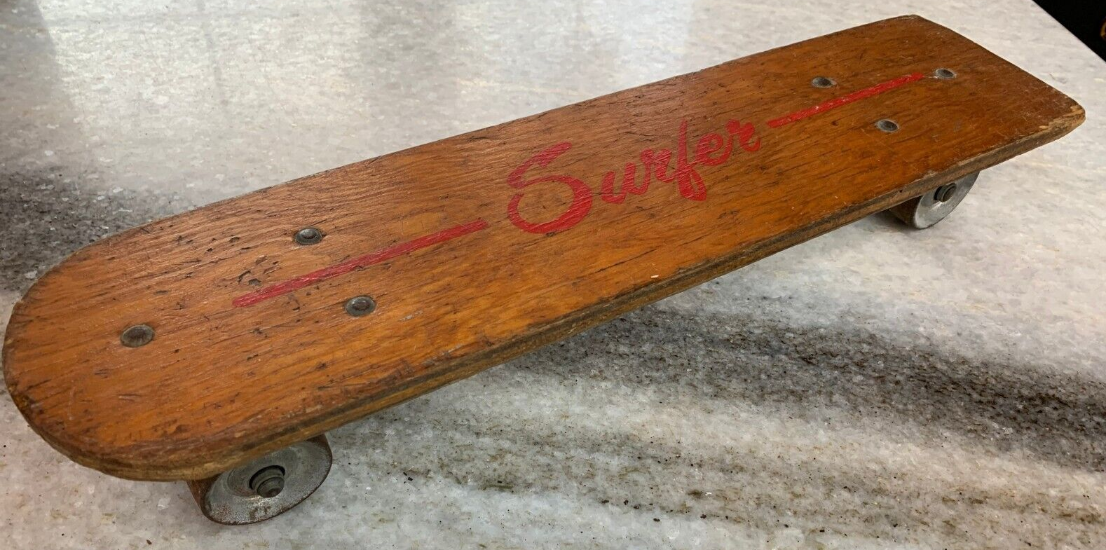 Vintage Wooden Super Surfer Skateboard Complete Cruiser