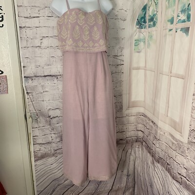 Anthropologie THLM Women Jumpsuit  Romper SZ Small Sleeveless Embroider Purple