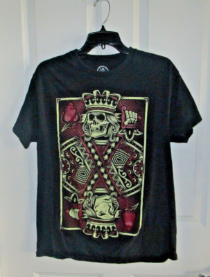 HALLOWEEN-D.O.M Undead Reaper King of Spades Skull Black M Graphic T-Shirt