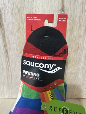 Saucony Inferno Ultralight Running Socks, Pair, No Show, Size L