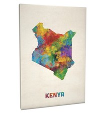 Kenya Watercolor Map Box Canvas and Poster Print (2729)