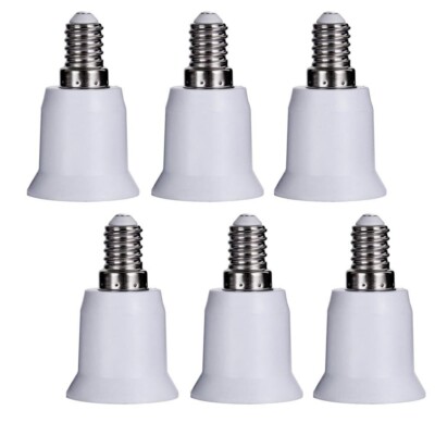 6pcs E14 to E26, European Base to Medium Socket Light Lamp Bulbs Sockets Adapter