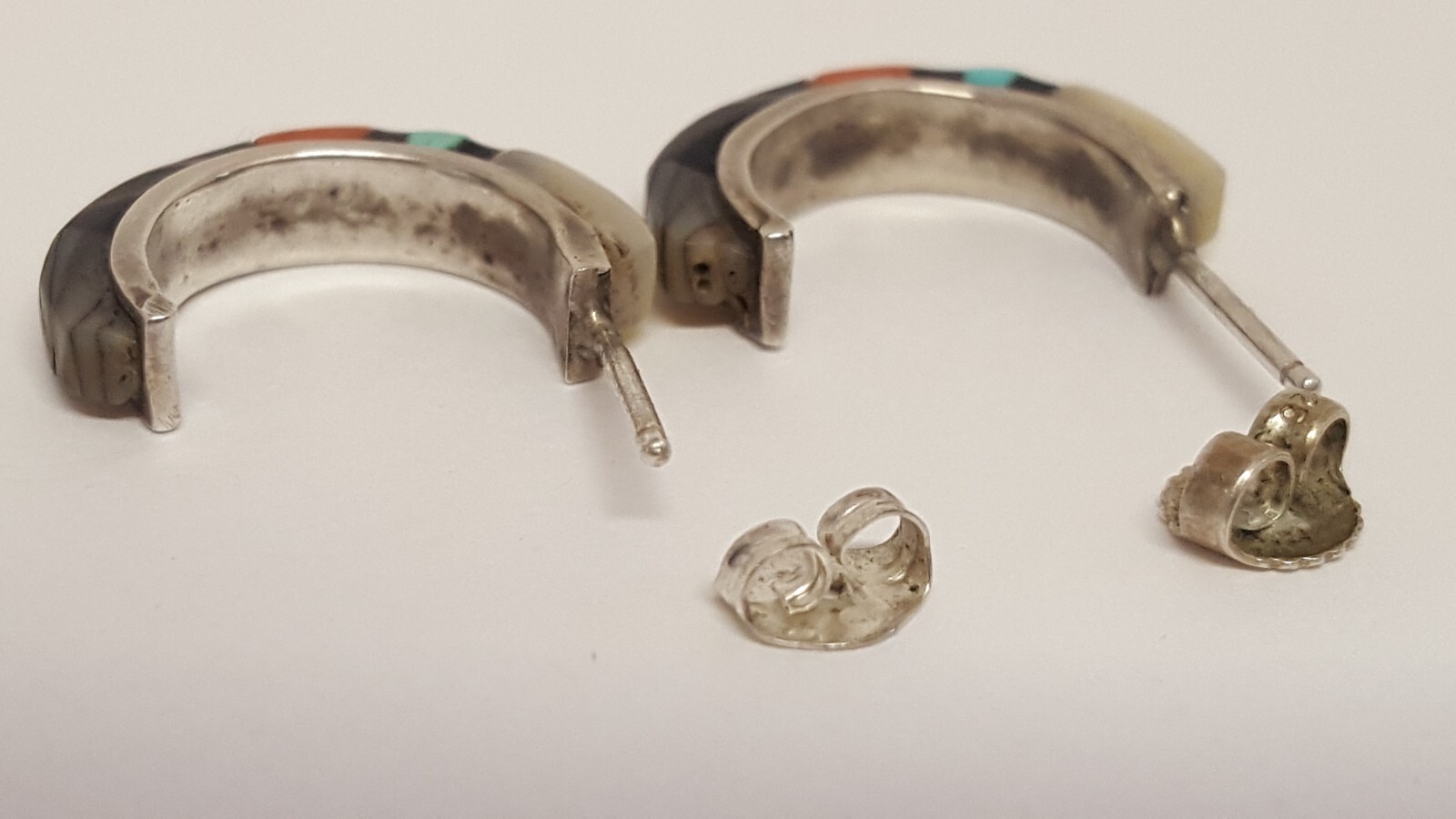 Sterling Silver Gemstone Patchwork Southwest Earr… - image 12