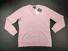 Charter Club Luxury Wmn's Large Chantilly Pink 100% Cashmere V-Neck Sweater New