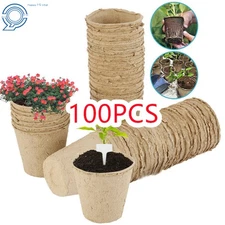 Round 100PCS Biodegradable Nursery Pots Paper Pulp Peat Pots Plant Garden Flower