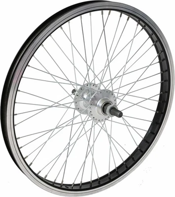 20" BMX Bike Rear Wheel Freewheel Screw On 14mm Axle Alloy 48 Spoke Black/Silver - Image 1 of 3
