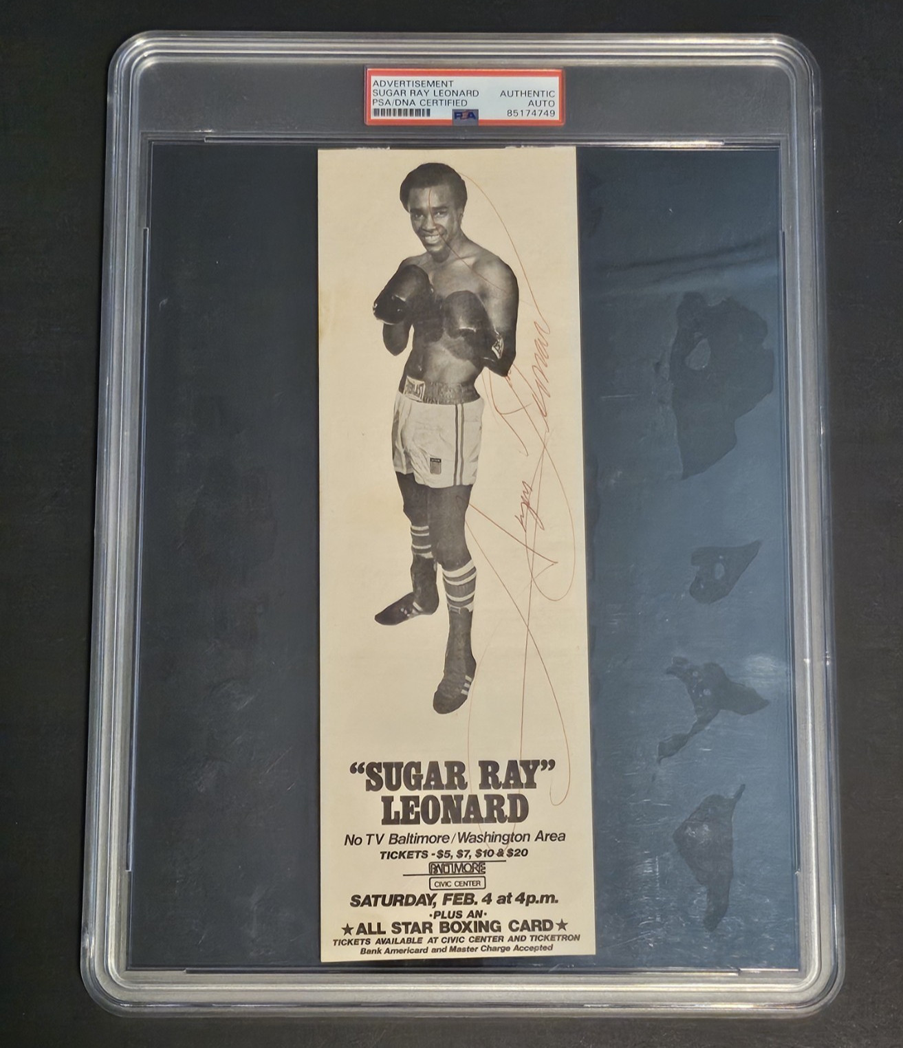 Sugar Ray Leonard Signed 1978 Advertisement PSA/DNA Certified - Huge Autograph