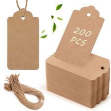 SallyFashion 200pcs Gift Tags with String Attached, 1.6 x 200pcs, Corrugated