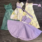 Vintage Barbie Size 1960s Outfit -  Green, Lilac & Yellow Summer Day Dress Lot