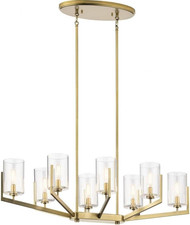 Nye 8-Light Oval Chandelier in Brushed Natural Brass & Clear Glass