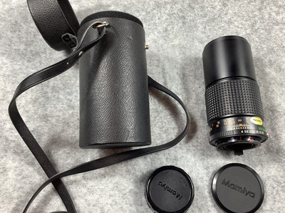 Mamiya Sekor E 200mm F/4 Objektiv schwarz mit Schutzhülle und Schutzkappen Nr. 13080 Y013x