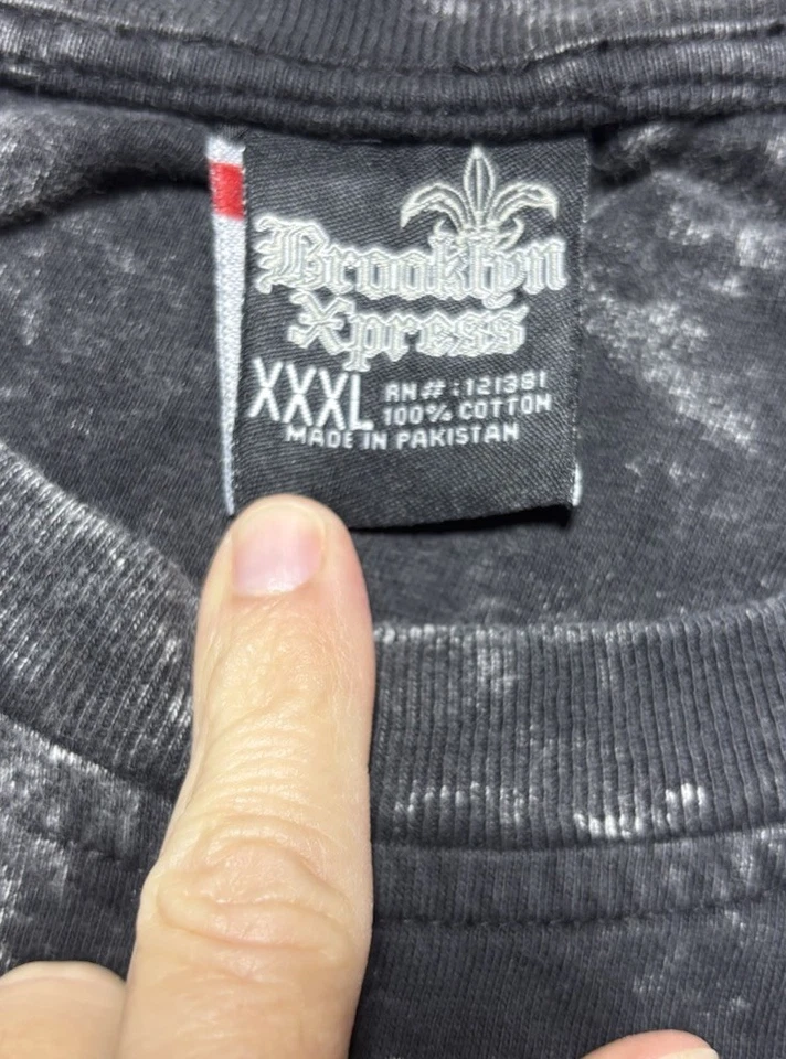 Brooklyn Xpress Acid Wash Long Sleeve Shirt XXXL Cross Sword Graphic Y2K Street - Image 3 of 4