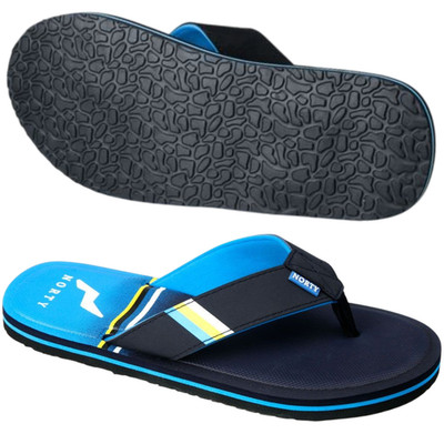 Norty Men's Black Blue Flip Flop Sandals Size 11 Memory Foam Comfort Beach Pool
